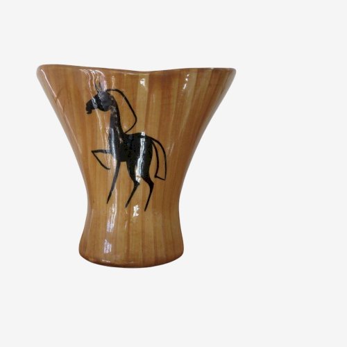 GRANDJEAN JOURDAN VALLAURIS VASE EN CERAMIQUE FORME LIBRE SIGNE ASPECT FAUX BOIS