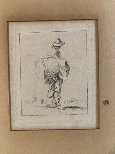 Gravure 1650 Etching  XVIIe Stefano Della Bella Tambour Original Art Ancien Old
