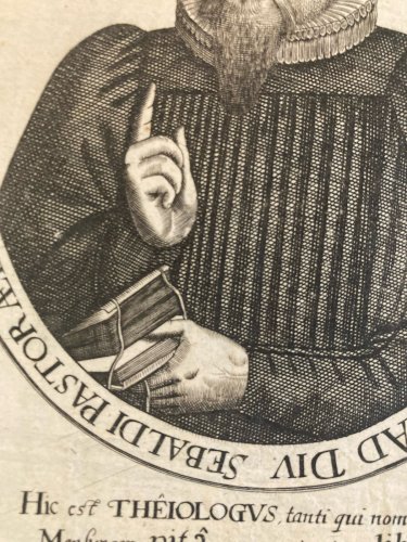 Gravure 1650 Johannes Saubert bibliothécaire théologien Nuremberg portrait Art
