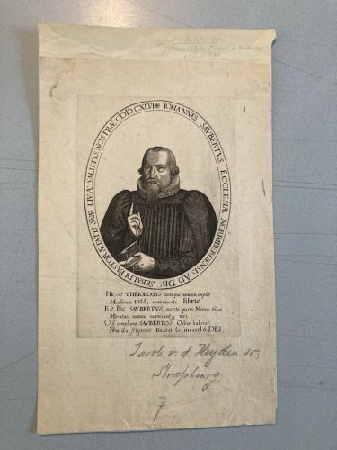 Gravure 1650 Johannes Saubert bibliothécaire théologien Nuremberg portrait Art