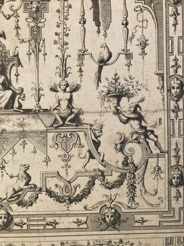 Gravure 1680 XVIIe Jean Berain Grotesque Mascaron Etching Ancien Old Louis XIVe