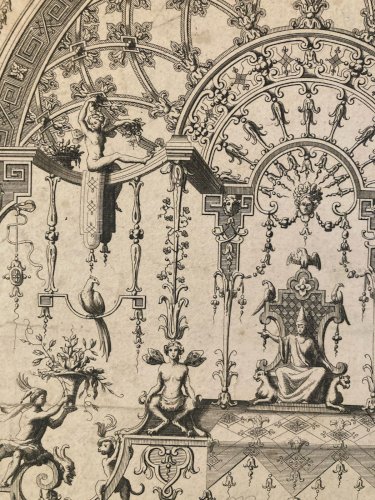 Gravure 1680 XVIIe Jean Berain Grotesque Mascaron Etching Ancien Old Louis XIVe