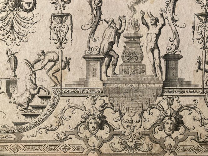 Gravure 1680 XVIIe Jean Berain Grotesque Mascaron Etching Ancien Old Louis XIVe