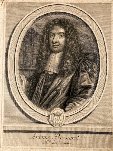 Gravure 1692 Portrait  XVIIe Antoine Rossignol des Roches 1600-1682 cryptologue