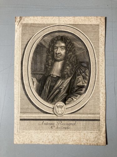 Gravure 1692 Portrait  XVIIe Antoine Rossignol des Roches 1600-1682 cryptologue