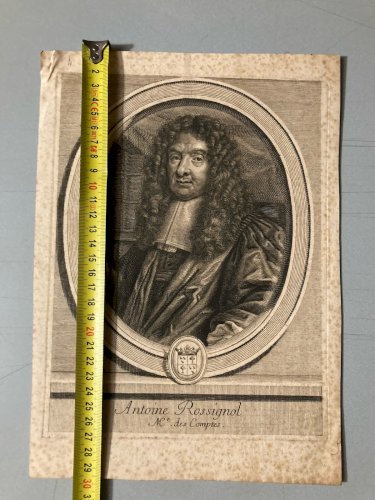 Gravure 1692 Portrait  XVIIe Antoine Rossignol des Roches 1600-1682 cryptologue