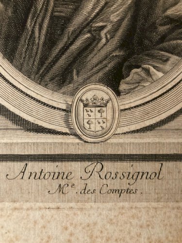 Gravure 1692 Portrait  XVIIe Antoine Rossignol des Roches 1600-1682 cryptologue