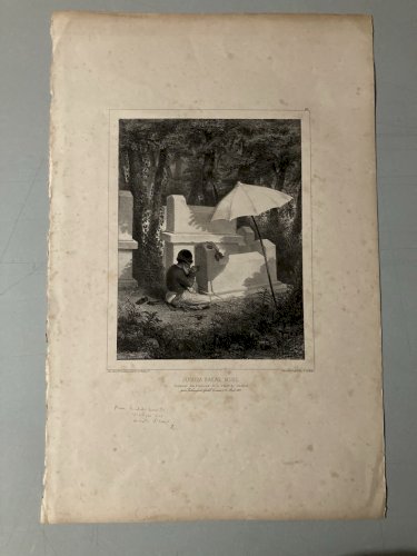Gravure 1834 Auguste Denis RAFFET Graveur Tombe Juguda Kazaz Portrait Art Ancien