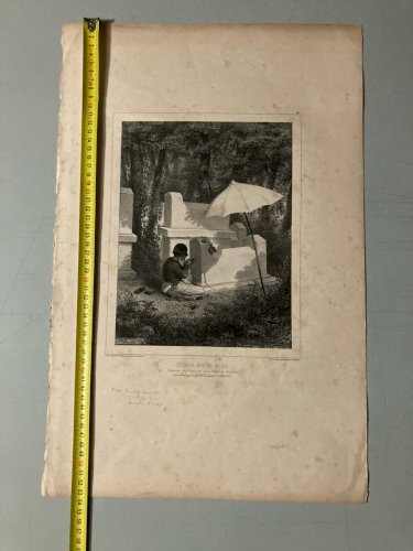 Gravure 1834 Auguste Denis RAFFET Graveur Tombe Juguda Kazaz Portrait Art Ancien