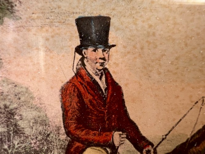 Gravure 1837 John Mytton à cheval chasse à courre anglaise signée W. Giller