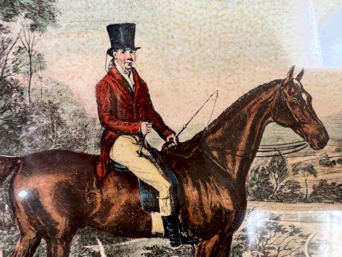 Gravure 1837 John Mytton à cheval chasse à courre anglaise signée W. Giller