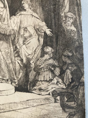 Gravure 1878 Rembrandt pointe sèche Eau forte, la mort de la vierge