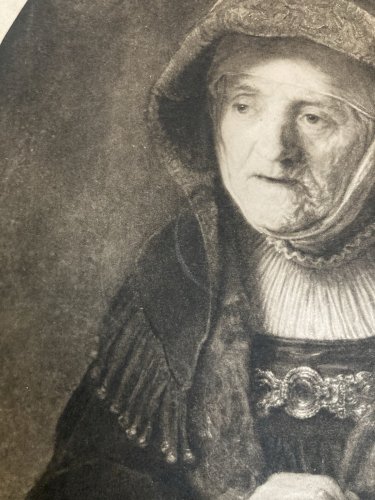 Gravure 1890 RembrandtEnfant Art Ancien Portrait Mère A Identifier
