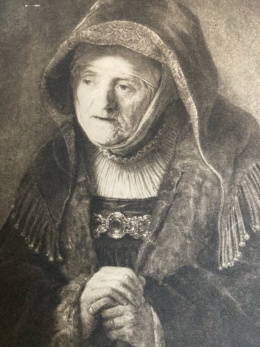 Gravure 1890 RembrandtEnfant Art Ancien Portrait Mère A Identifier