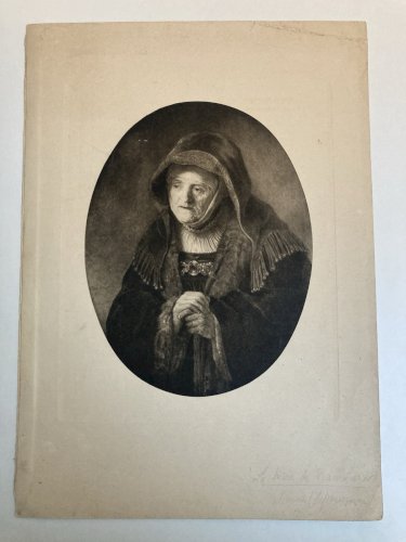 Gravure 1890 RembrandtEnfant Art Ancien Portrait Mère A Identifier