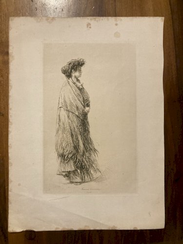 Gravure 1906 François Courboin Italie Ancien Femme Venise Estampe Pointe Sèche