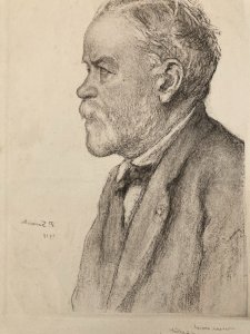 Gravure 1918 Etching Ancien Pierre Sevaistre Portrait Old Art Estampe Buste XXe