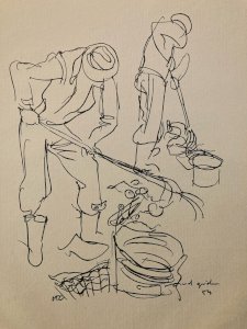 Gravure 1950 Art Lithographie Ancien Etching Raymond Gid Chiffonnier Originale