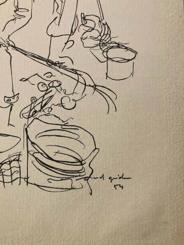 Gravure 1950 Art Lithographie Ancien Etching Raymond Gid Chiffonnier Originale