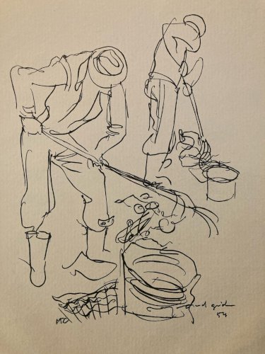 Gravure 1950 Art Lithographie Ancien Etching Raymond Gid Chiffonnier Originale