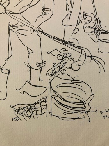 Gravure 1950 Art Lithographie Ancien Etching Raymond Gid Chiffonnier Originale