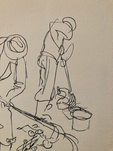 Gravure 1950 Art Lithographie Ancien Etching Raymond Gid Chiffonnier Originale