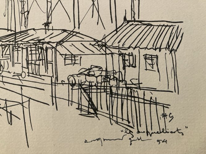 Gravure 1950 Art Lithographie Ancien Etching Raymond Gid Estampe Originale Old