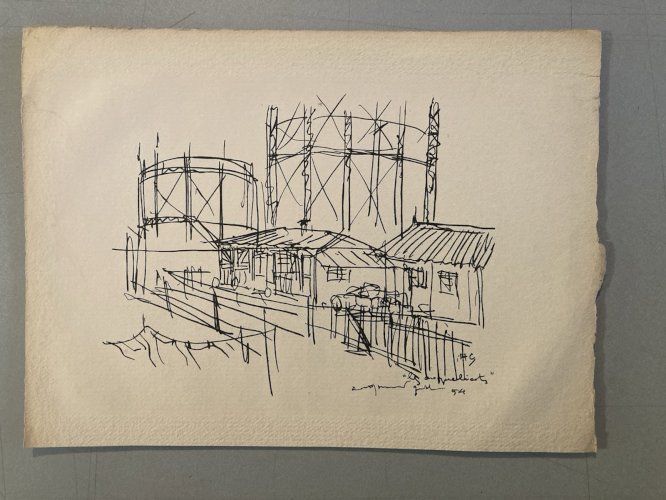 Gravure 1950 Art Lithographie Ancien Etching Raymond Gid Estampe Originale Old