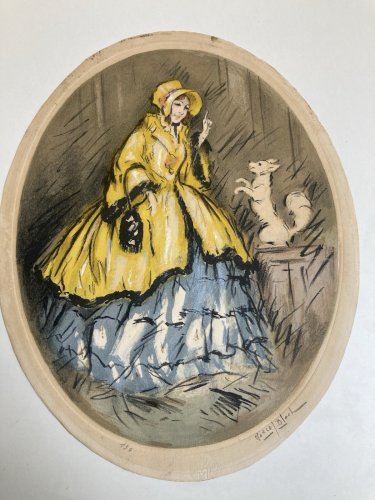 Gravure  1950 Barta Eau Forte Portrait Romain Art Lithographie Grec Femme