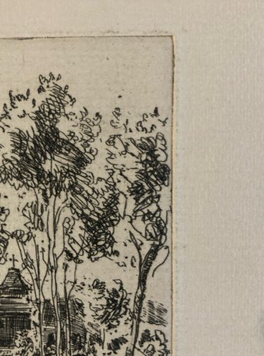 Gravure 1950 Paysage Arbre Foret Art Lithographie Estampe Jean Eugène BERSIER