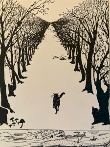 Engraving 1951 The cat that walked by itself by Rudyard Kipling Original Etching