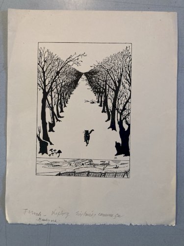 Gravure 1951 Le chat qui marchait tout seulde Rudyard Kipling Original Etching