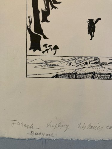 Gravure 1951 Le chat qui marchait tout seulde Rudyard Kipling Original Etching