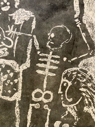 Gravure 1969 Antoine Agra Surréaliste Surréalisme Etching Squelette Art crâne