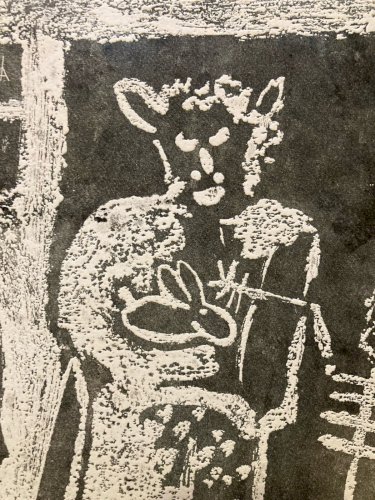 Gravure 1969 Antoine Agra Surréaliste Surréalisme Etching Squelette Art crâne