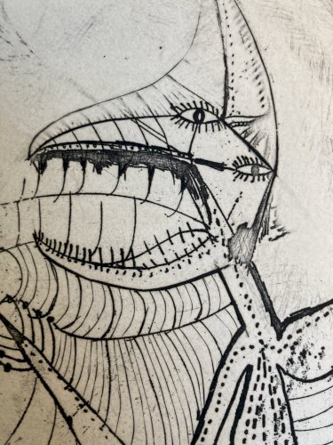 Gravure 1970 Antoine Agra Surréaliste Surréalisme Post Cubisme Chimère Cubiste