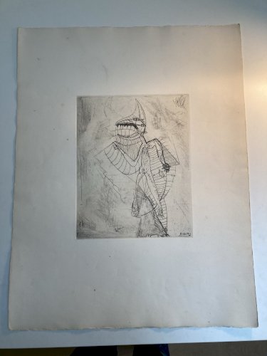 Gravure 1970 Antoine Agra Surréaliste Surréalisme Post Cubisme Chimère Cubiste