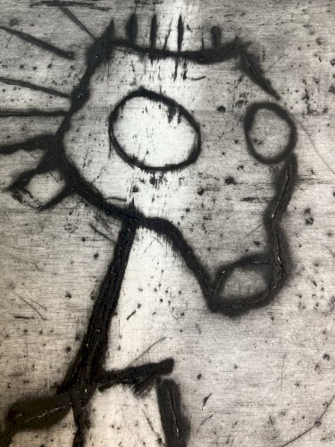 Gravure 1970 Antoine Agra Surréaliste Surréalisme Rhinocéros Poussette Femme Art