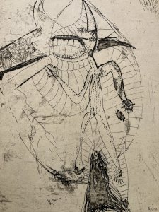 Engraving 1972 Antoine Agra Surrealist Surrealism Etching drypoint Art 20th century