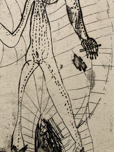 Gravure 1972 Antoine Agra Surréaliste Surréalisme Etching pointe sèche Art XXe