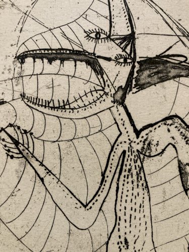 Gravure 1972 Antoine Agra Surréaliste Surréalisme Etching pointe sèche Art XXe