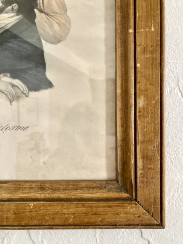 Gravure à l'eau forte rehaussée en couleur "Le magnétisme" d'après Boilly, XIXe siècle