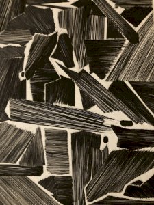 gravure Abstraite Signé A Identifier 1980 Abstraction Burin Estampe