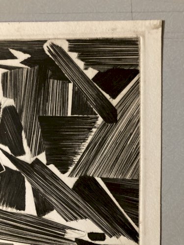 gravure Abstraite Signé A Identifier 1980 Abstraction Burin Estampe