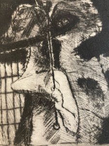 gravure Abstraite Signé A Identifier 1980 Art Abstraction Eau Forte