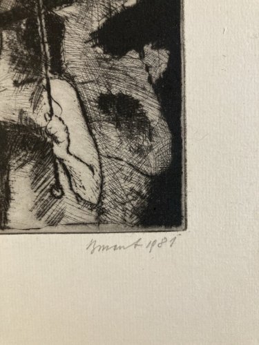 gravure Abstraite Signé A Identifier 1980 Art Abstraction Eau Forte