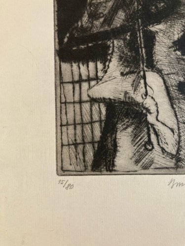 gravure Abstraite Signé A Identifier 1980 Art Abstraction Eau Forte