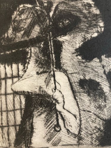 gravure Abstraite Signé A Identifier 1980 Art Abstraction Eau Forte