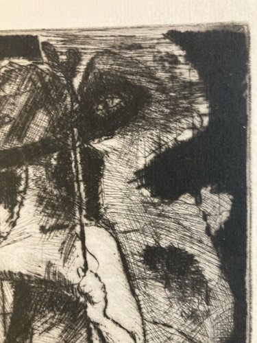 gravure Abstraite Signé A Identifier 1980 Art Abstraction Eau Forte