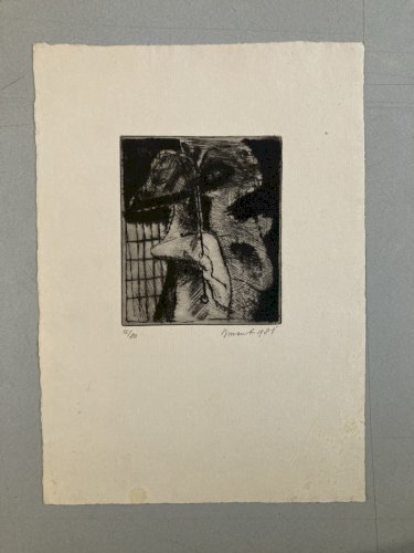 gravure Abstraite Signé A Identifier 1980 Art Abstraction Eau Forte